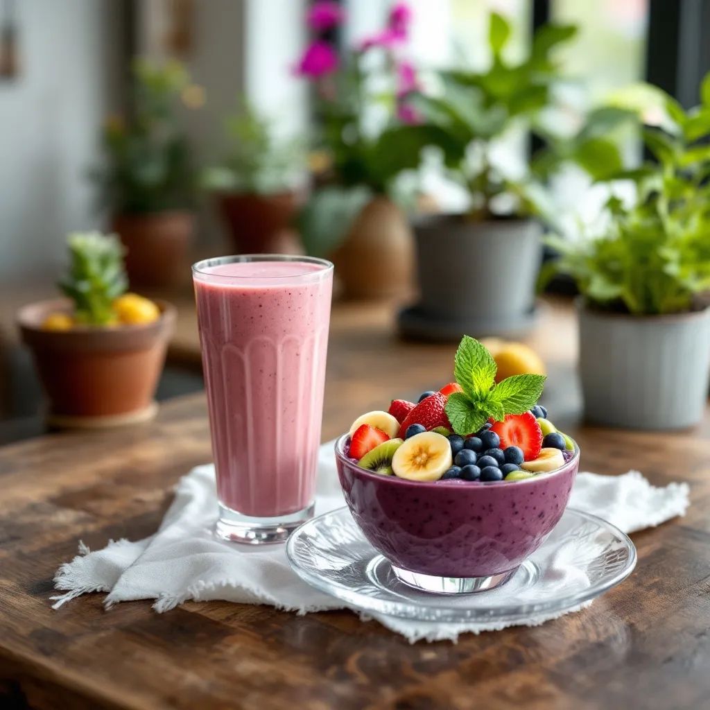 Strawberry Smoothie and Acai Bowl