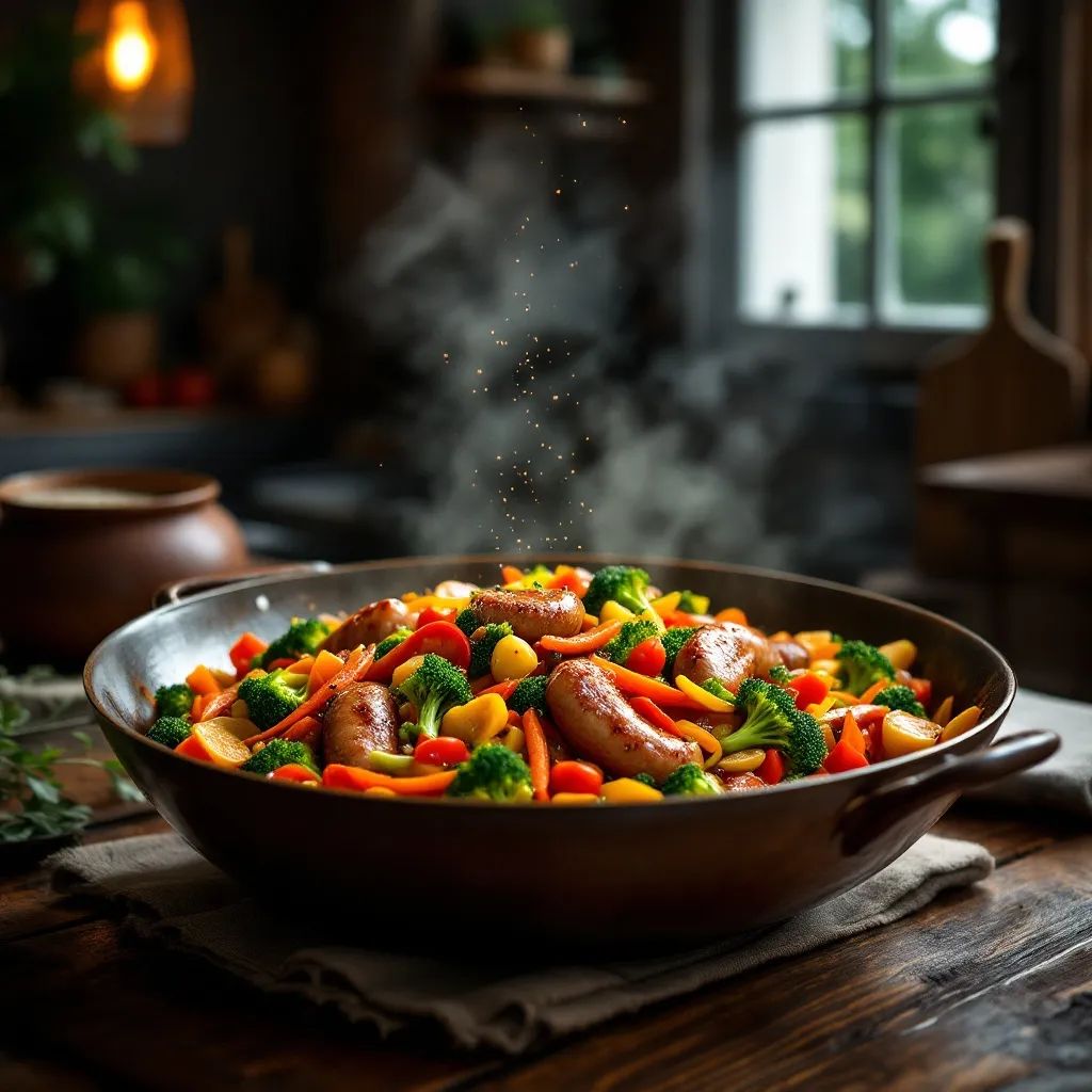 Hearty Vegetable Stir-Fry with Sausages