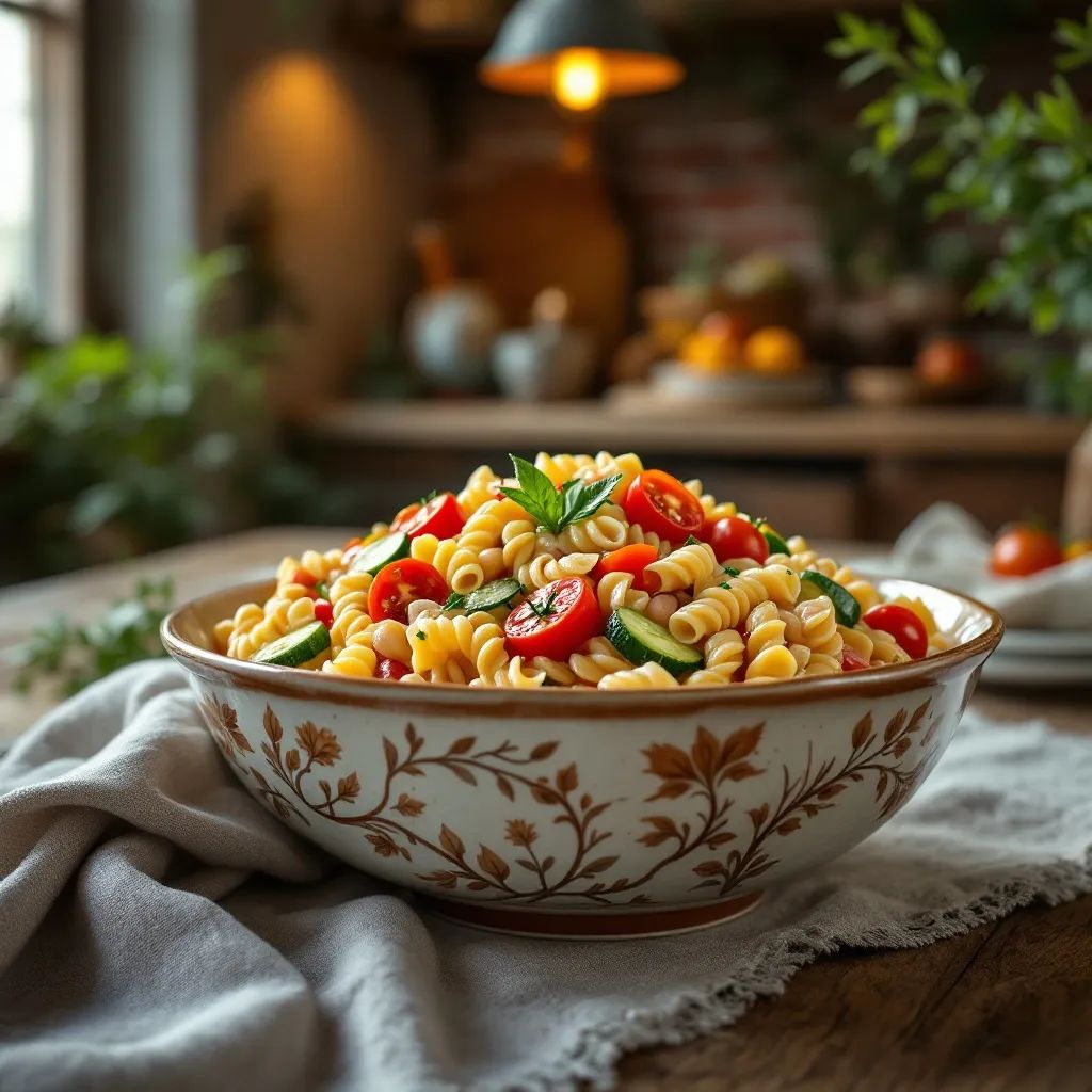 Creamy Pasta Salad with Mixed Beans